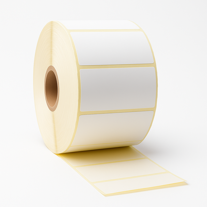 Thermoetikett 32 mm x 19 mm, 2000 Etiketten pro Rolle, Kern 25 mm, weiß, Thermal ECO, permanent mit Perforation