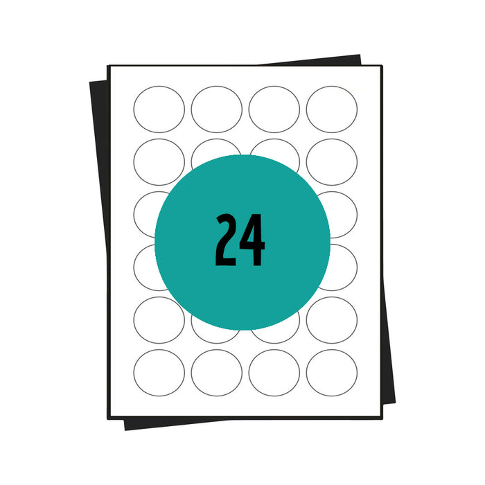 A4-Aufkleberbögen, 24 pro Blatt, 70 x 36 mm, weiß, permanent – ​​100 Blatt