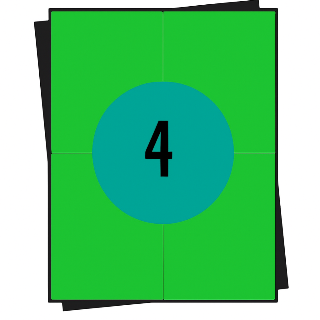 A4-Aufkleberbögen, 4 pro Blatt, 105 x 148 mm, weiß, permanent – ​​100 Blatt