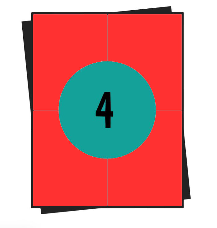 A4-Aufkleberbögen, 4 pro Blatt, 105 x 148 mm, weiß, permanent – ​​100 Blatt