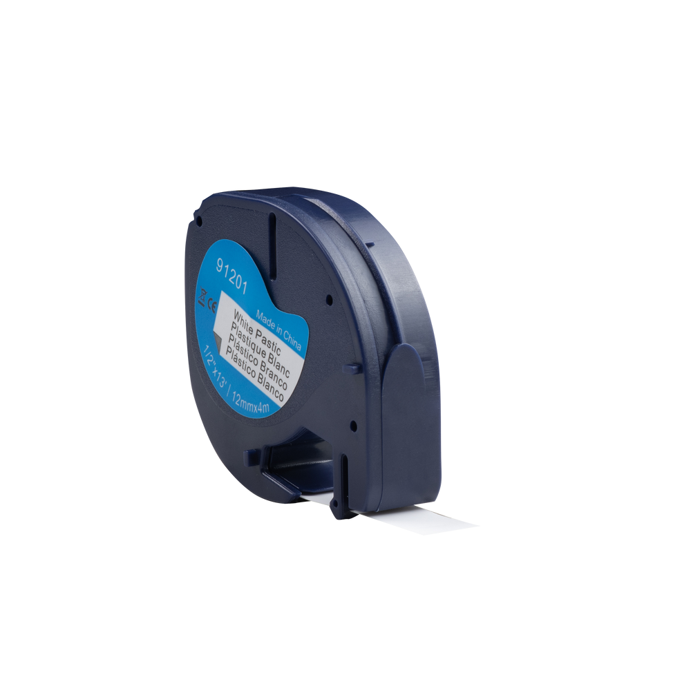 Dymo-kompatibles LetraTag 91201 (S0721610) Klebeband schwarz auf weiß 12 mm x 4 m