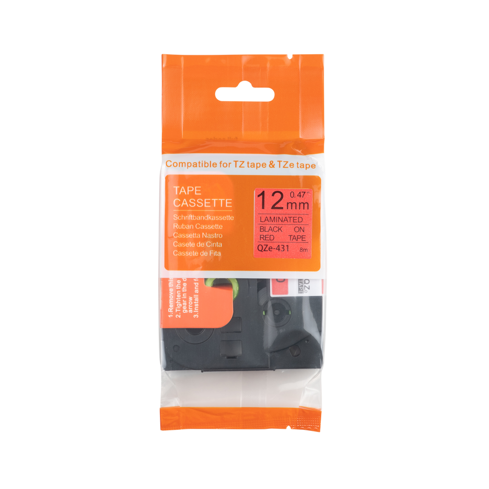 Brother-kompatibles TZE-435-Klebeband, weiß auf rot, 12 mm x 8 m 