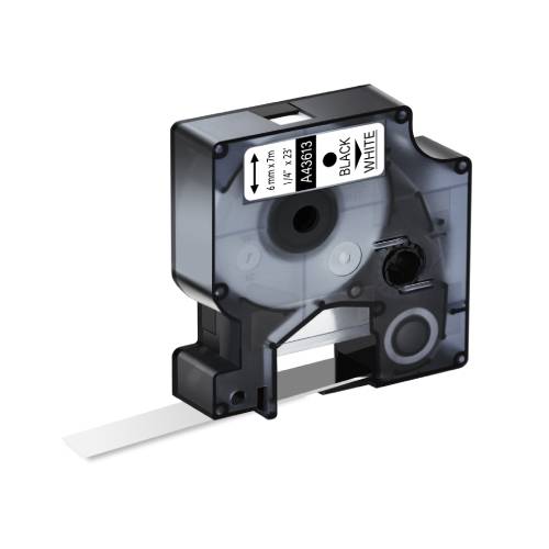 Dymo D1 kompatibles 43613 (S0720780) Klebeband schwarz auf weiß 6 mm x 7 m
