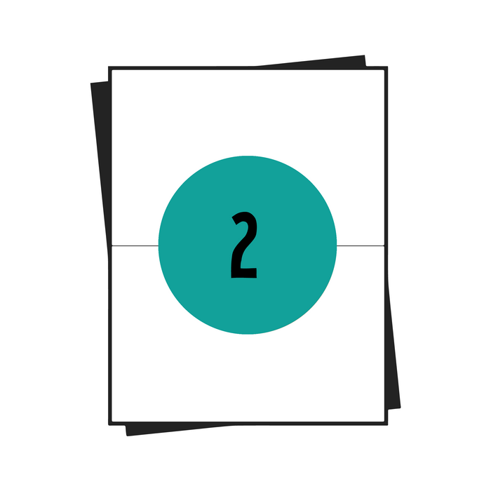 A4-Aufkleberbögen, 2 pro Blatt, 210 x 148 mm, weiß, permanent – ​​100 Blatt