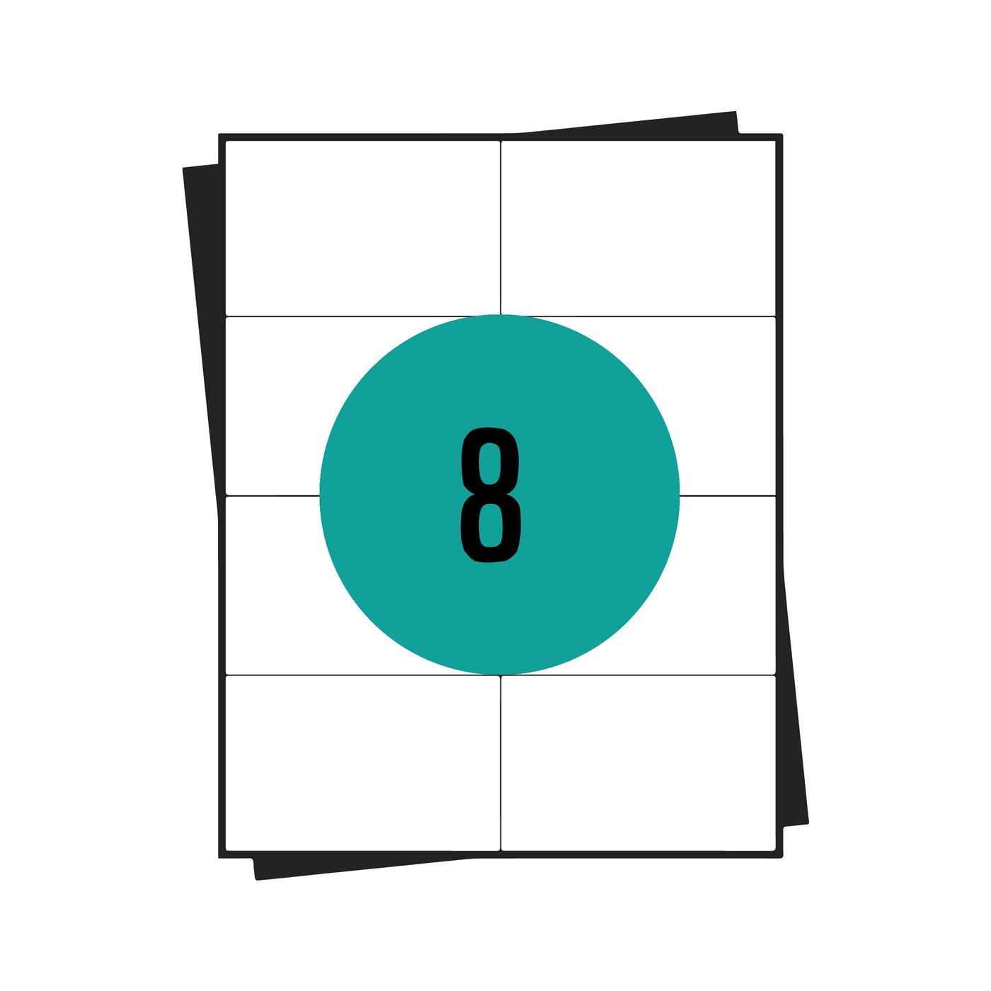 A4-Aufkleberbögen, 8 pro Blatt, 105 x 74 mm, weiß, permanent – ​​100 Blatt